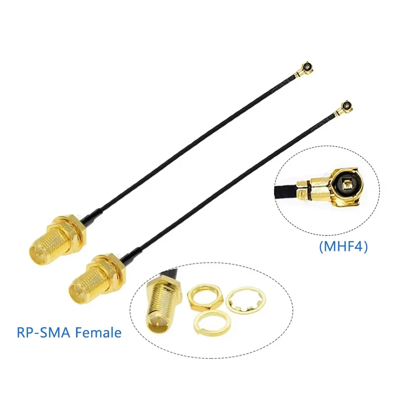 2PCS SMA Connector RP-SMA female to MHF4 U.FL RF Plug Pigtail Coax Adapter Cable for Mini 1.13mm PCI card intel WIFI Board