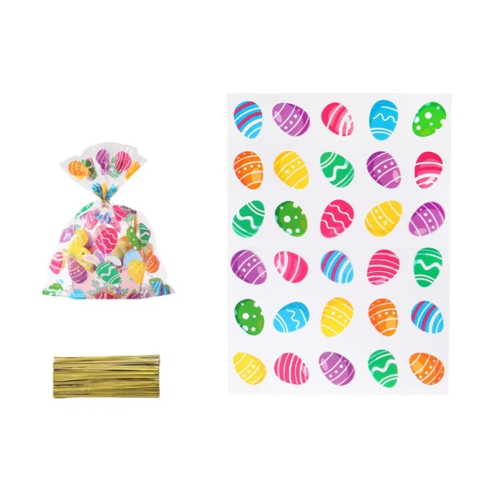 

10PCS Rabbit Prints Easter Candy Bags Cartoon Reusable Plastic Packaging Bags Decorative Festive Birthday Gift Bags