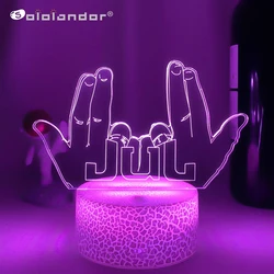 LED Night Light Celebrity luglio per i fan decorazione della camera da letto illuminazione regalo di compleanno lampada 3d che cambia colore alimentata a batteria luglio