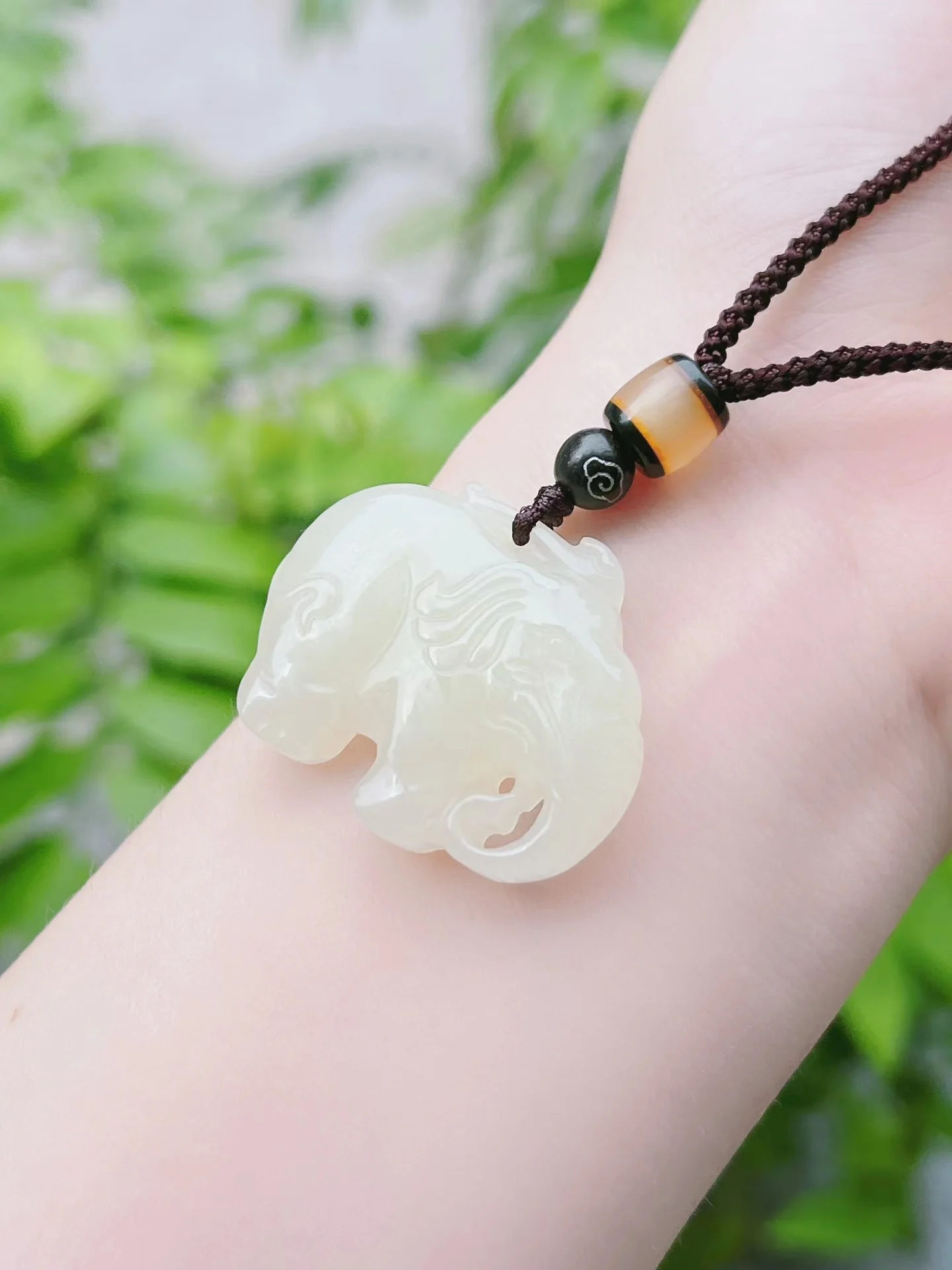 Exquisite Hetian Jade 27*34MM  Elephant Pendant Jewelry 3226#