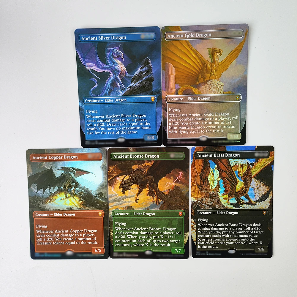 Professional Customization of High-Quality Dragon FOIL Cards Old Gnawbone Ancient Copper Dragon Hunting Velociraptor Tiamat