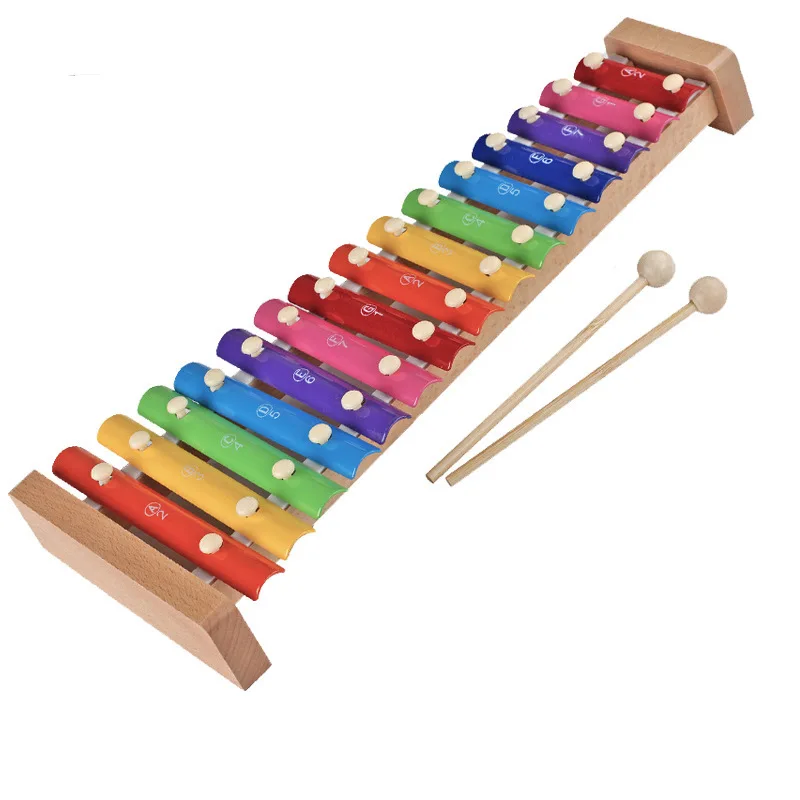 

15 scale kids wooden musical instruments toy Wooden hand-knocking children's percussion instrument Orff xylophone toy