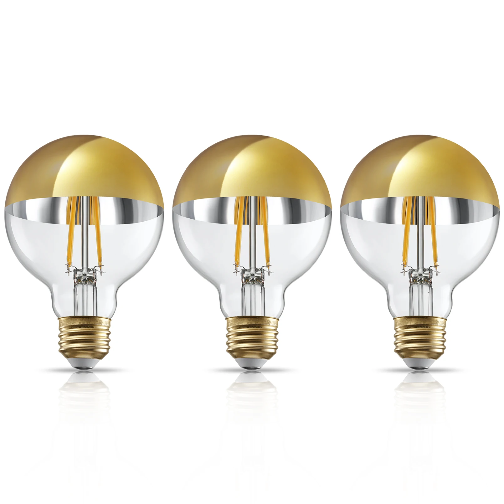 

3 Pack Dimmable Half Chrome Light Bulb, 7W (75W Eqv.), Anti Glare LED Light Bulbs, G25 Globe Light Bulbs, 3000K Warm White