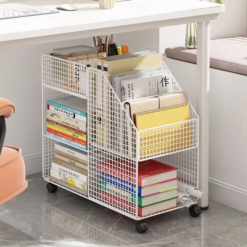 Aoliviya Table Bookshelf and Storage Shelf Table Book Storage Rack Movable with Wheels Trolley Children's Floor Simple Bookcase