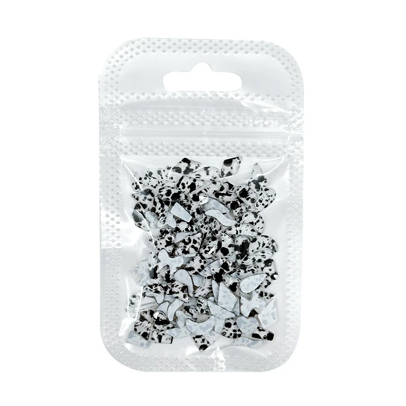 100 pçs branco preto vaca manchas diamantes flatback codorna casca de ovo mix formas resina arte do prego strass decorações manicure encantos