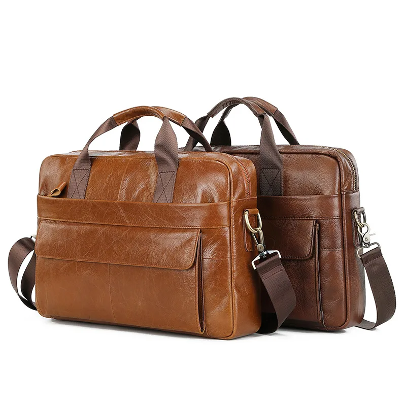 Sac messager en cuir véritable pour homme, sac à main d'affaires ou de bureau, sac pour ordinateur portable 14 pouces, sac fourre-tout décontracté, haute qualité, Bombs Case