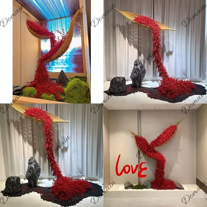 BJ Artificial Love Pea Red Bean Boat Hanging Art Installation Indoor Mall Hotel Landscape Ornament