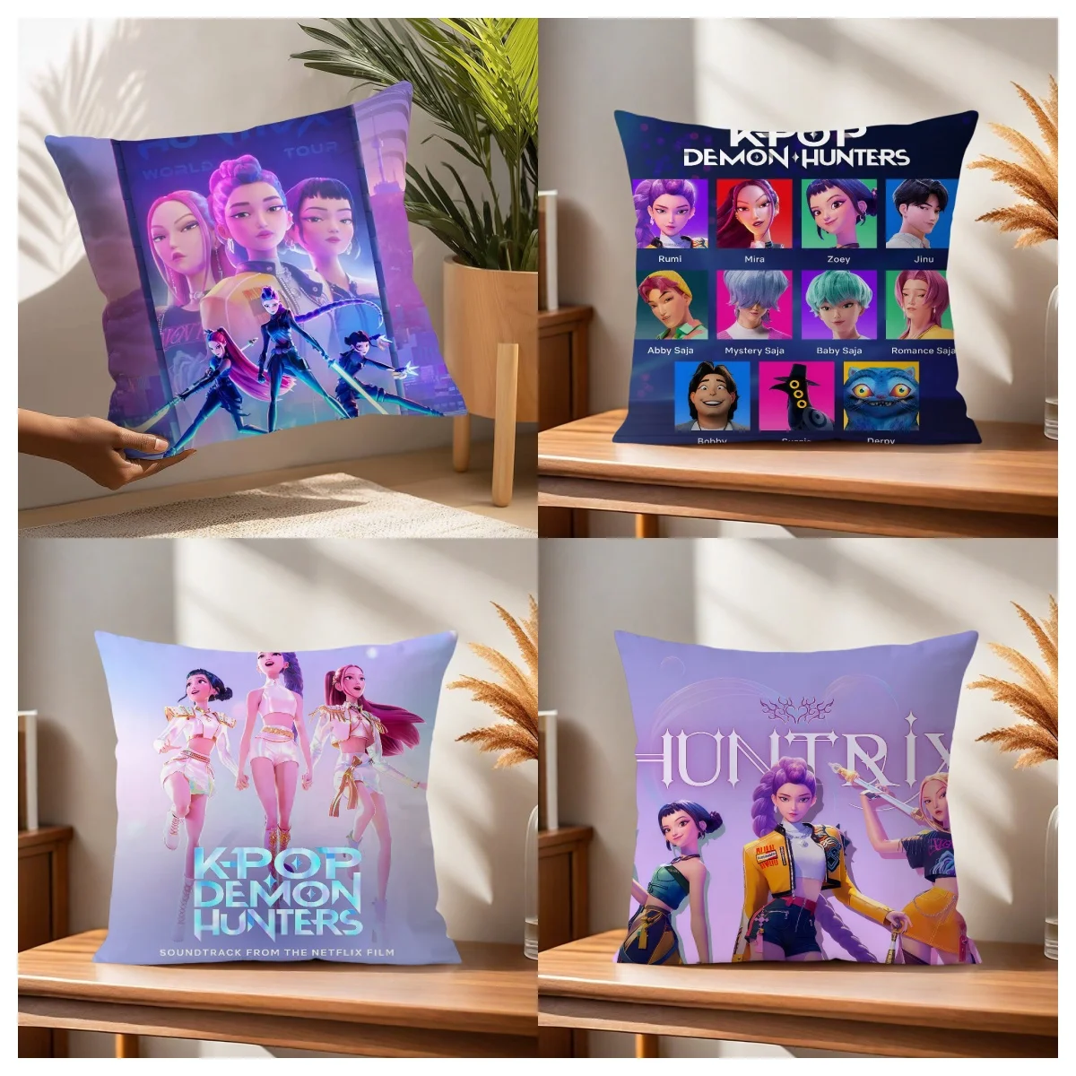 

K-POP D-Demon H-Hunters Pillowcase Soft Fabric Pillow Case Double-Sided Print Cushion Cover Throw Pillowcase For Sofa Home Decor