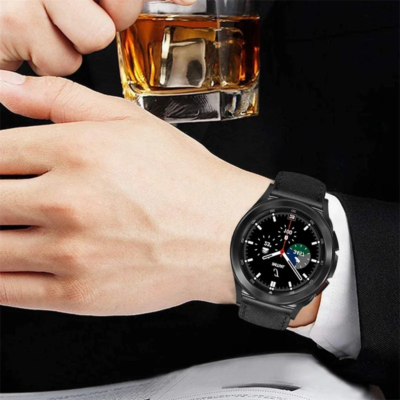 22 مللي متر 20 مللي متر حزام من الجلد لسامسونج غالاكسي 4/5/6/7 جير S3 هواوي ساعة 4/3/GT5-4 برو سوار حزام الساعات Amazfit GTR/GTS4 Correa