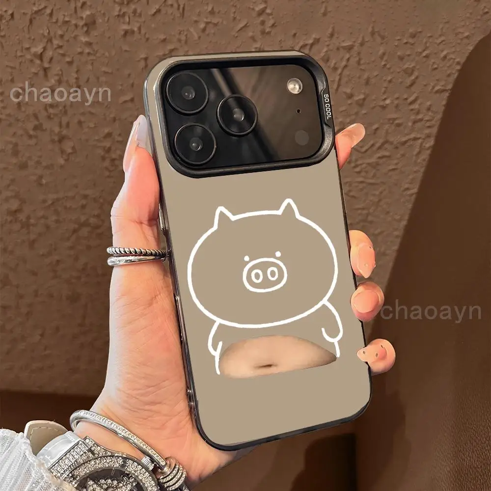 Funny pig belly pattern mobile phone case suitable for iPhone 17 16 15 14 13 12 11 Pro/ Max /Plus anti-fall and shockproof