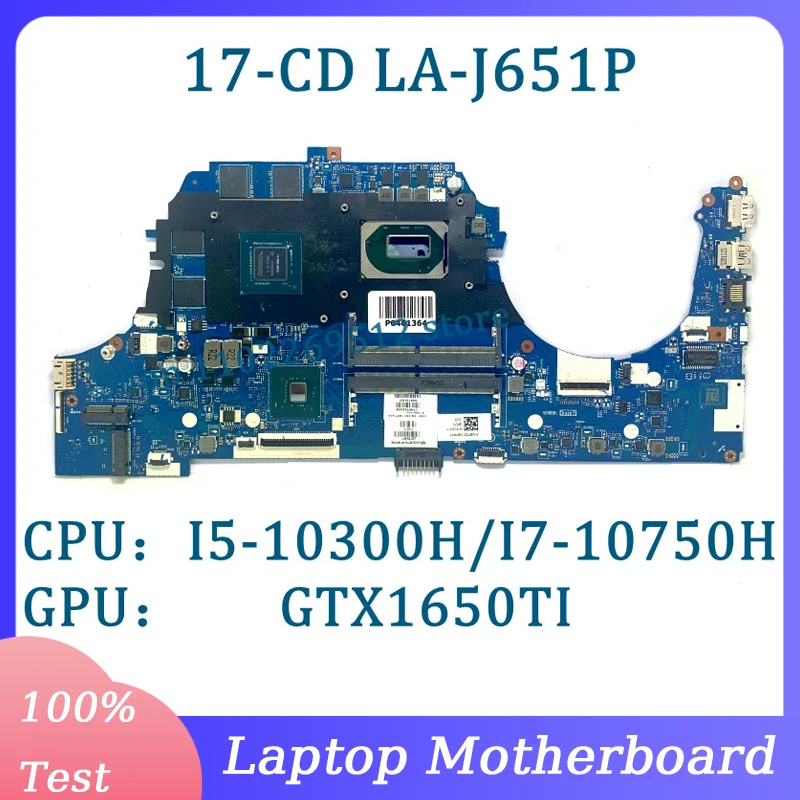 L92729-601 M04758-601 L92730-001 LA-J651P For HP 17-CD Laptop Motherboard With I5-10300H/I7-10750H CPU GTX1650TI 100%Tested Good