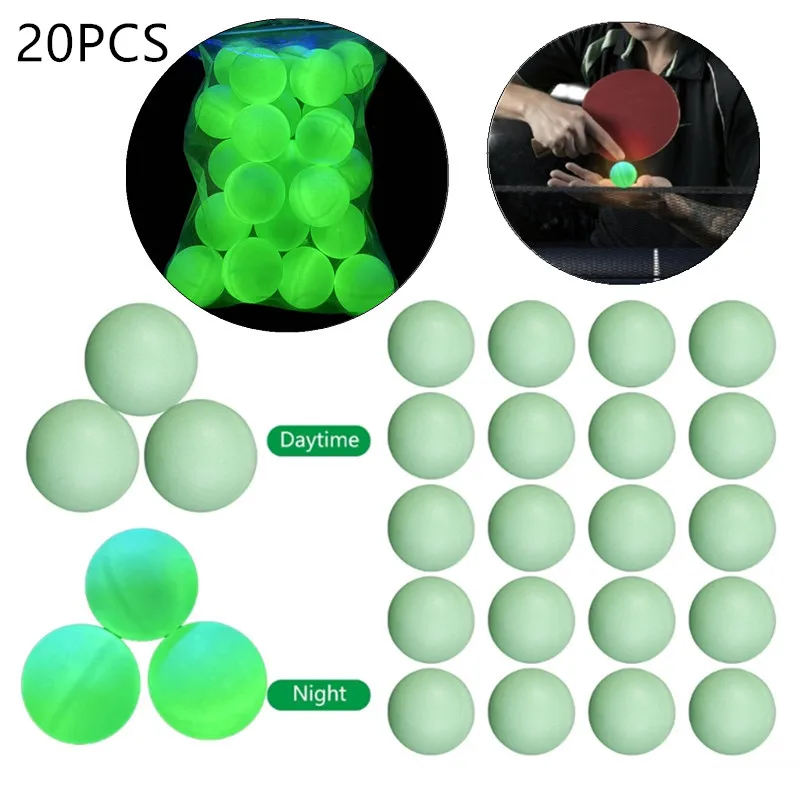 20Pcs New Material Luminous Ping Pong Ball Durable Indoor Outdoor Competitions Table Tennis Balls High Elasticity ABS