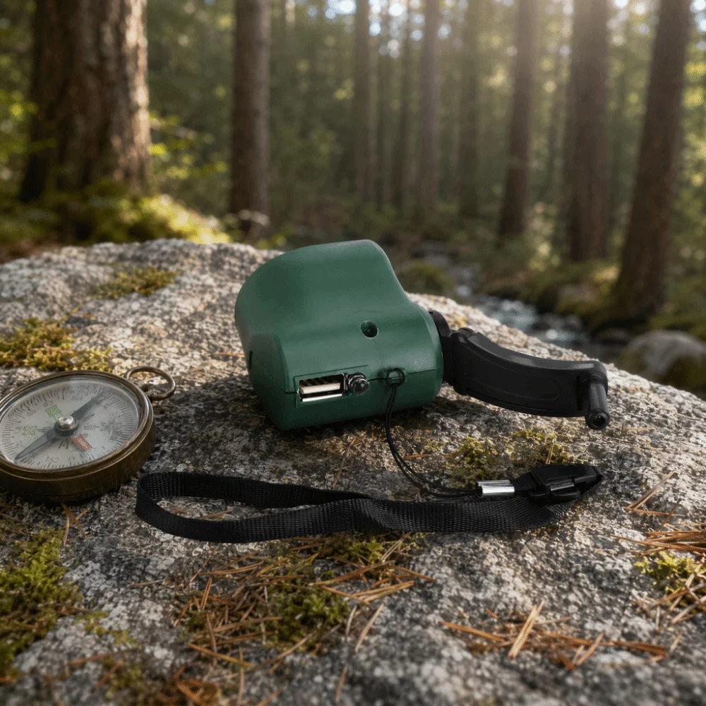 Compact Handheld Hand Crank Generator Carrying Strap Portable Manual Hand Crank Generator Green ABS Emergency Charger