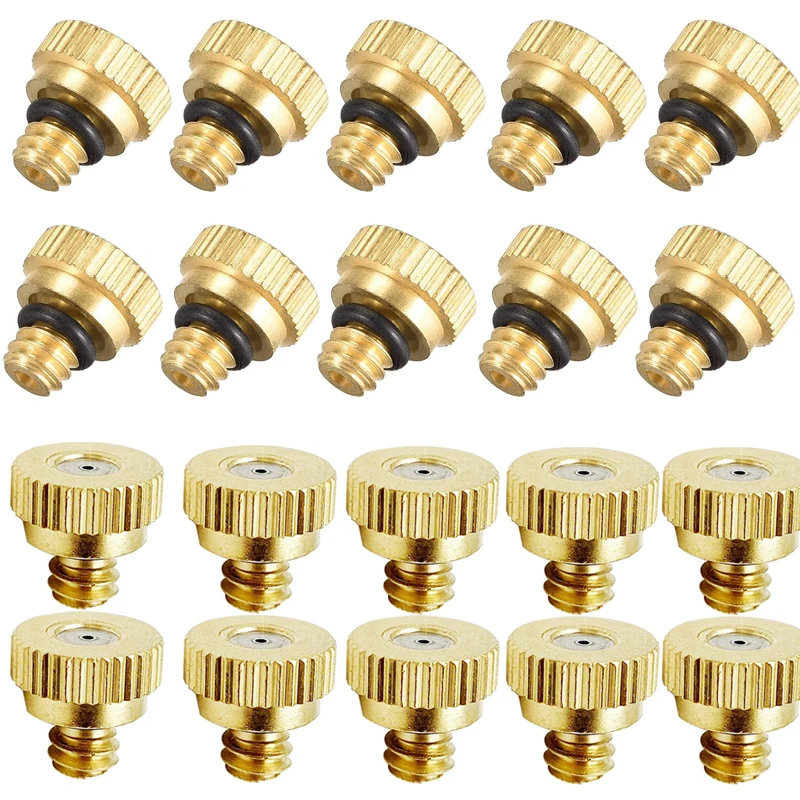 20 قطعة من فوهات مستر النحاس للتغشية في الفناء الخارجي، نظام تبريد الرذاذ، رأس بديل مضاد للرذاذ، خرطوم 1/4 للحديقة