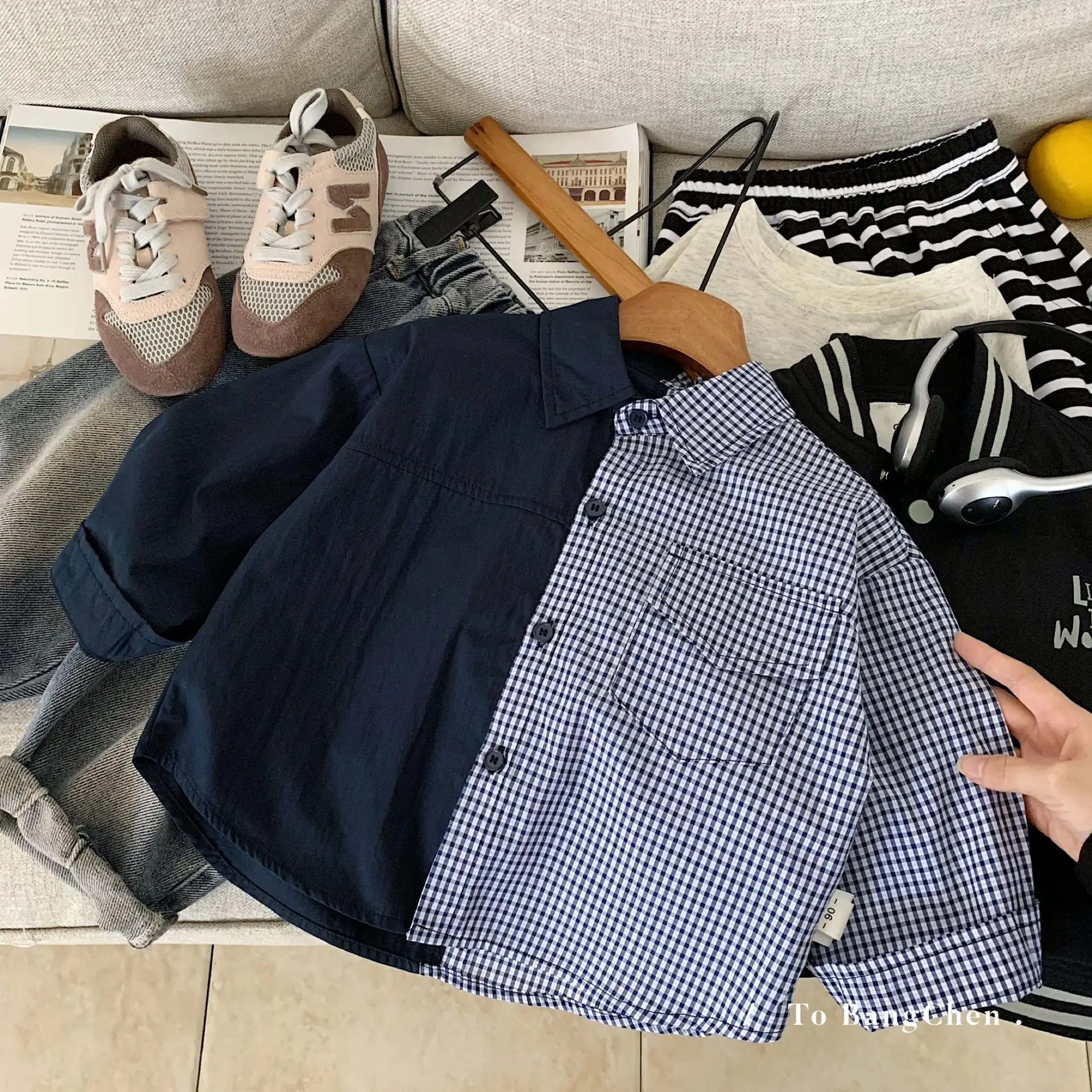 

New Autumn Infant Baby Boys Tops 2025 Turn Down Collar Toddler Kids Boys Shirt Single Button Plaid Long Sleeve Children Boys Top