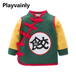 Baby Boy T-shirt Girls Coat Green Orange Chinese style Long Sleeve T-shirt Baby Spring Autumn Clothes E18211