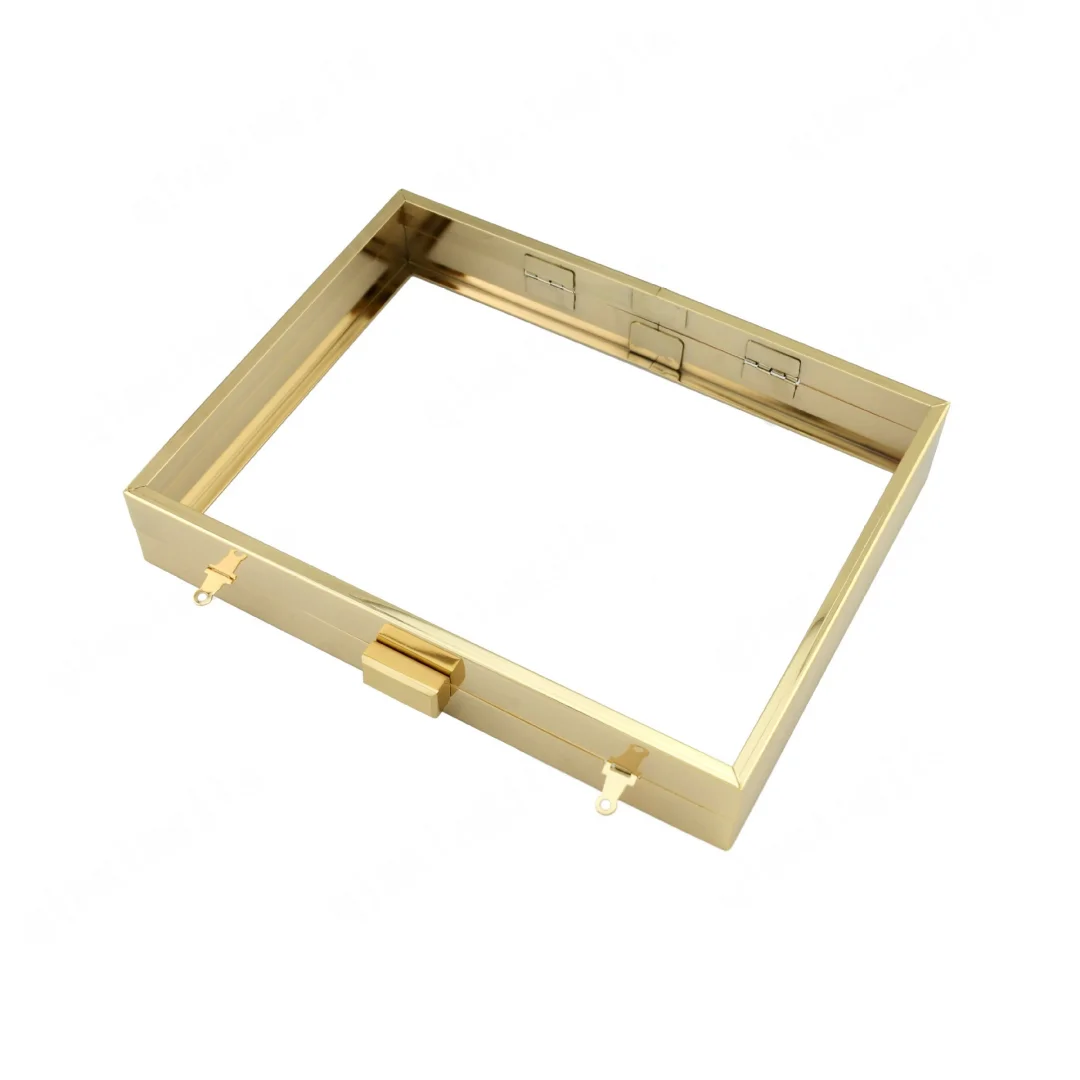 18.5cm Metal Purse Frame DIY Bag Hardware Parts with Clutch Handle Square Knock Clasp Chain Hinger for Handcraft Wallet Bag