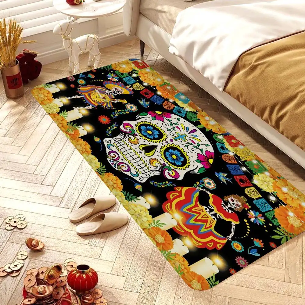 Mexico Day Of The Dead Sugar Skulls Door Mat Nordic Style Home Doormat Bathroom-Toilet Mats Bedroom Alfombra
