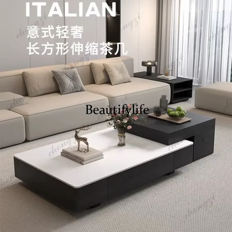 for A73 Modern Simple Rock Slab Coffee Table Living Room Household Light Luxury Minimalist Rectangular Storage Small