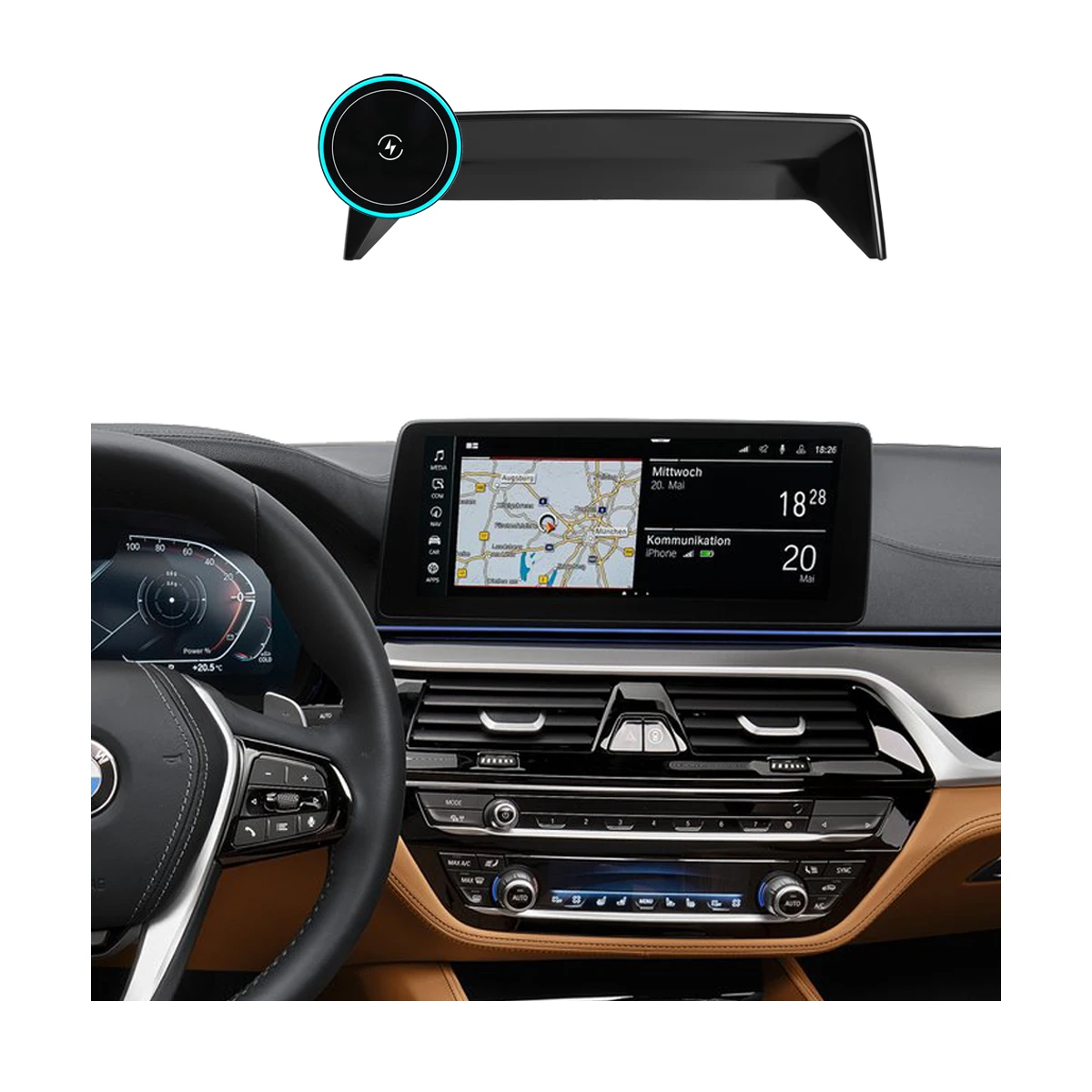 For BMW 5 Series G30 2021 2022 2023 6-Series GT G32 Phone Holder, Screen Fixed Base, OEM Clip-On Design 2-in-1 Holder & Base Kit