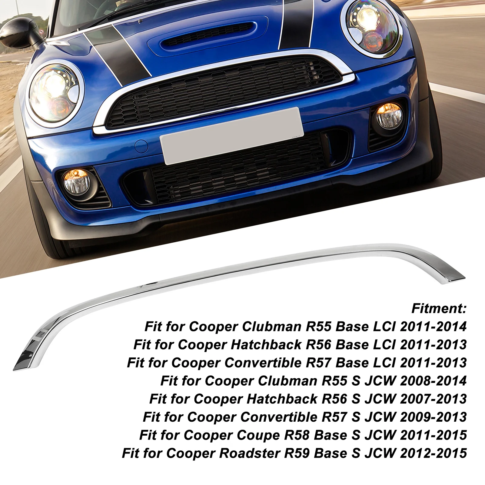 Upper Grille Surround Trim Hood Molding 51132751040 For Cooper R55 R56 R57 Base LCI R58 R59 S JCW Sliver Chrome