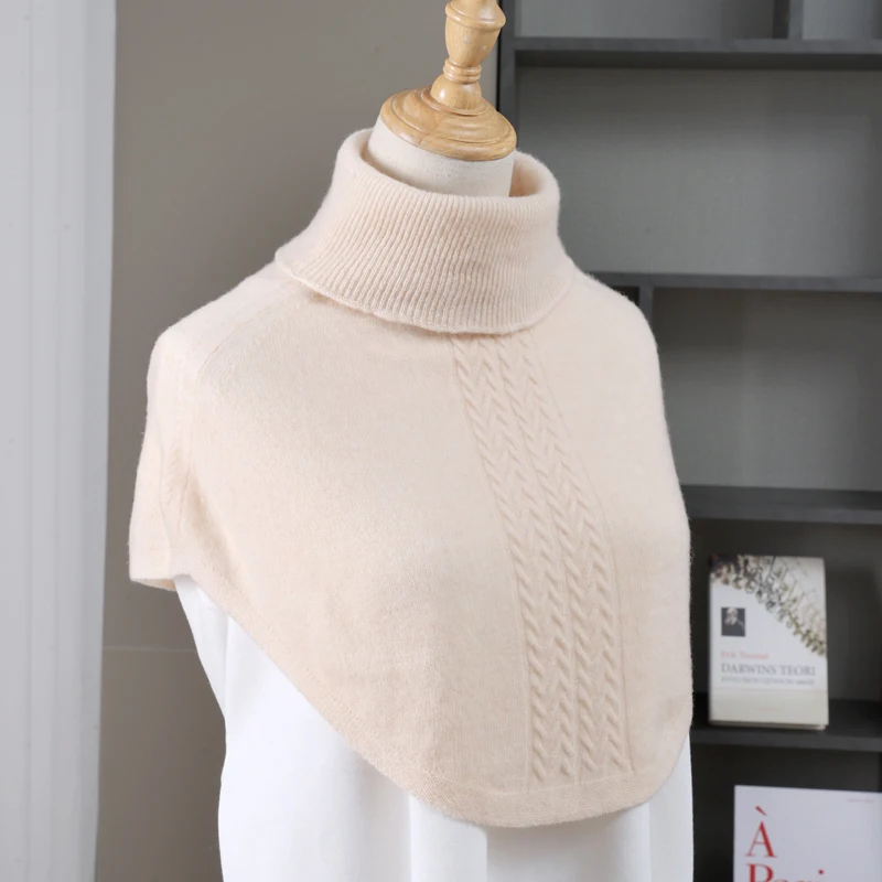 

Fall/Winter 100% Pure Wool Scarf Women's Knitted Pullover Fake Collar Shawl Fake Collar Scarf Sweater Cloak
