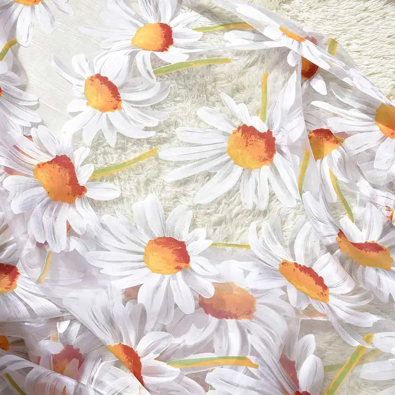 Modern Sun Floral Tulle Window Curtains for Living Room Bedroom Luxury Sheer Curtain For Kitchen Printed Voile Curtain Drapes