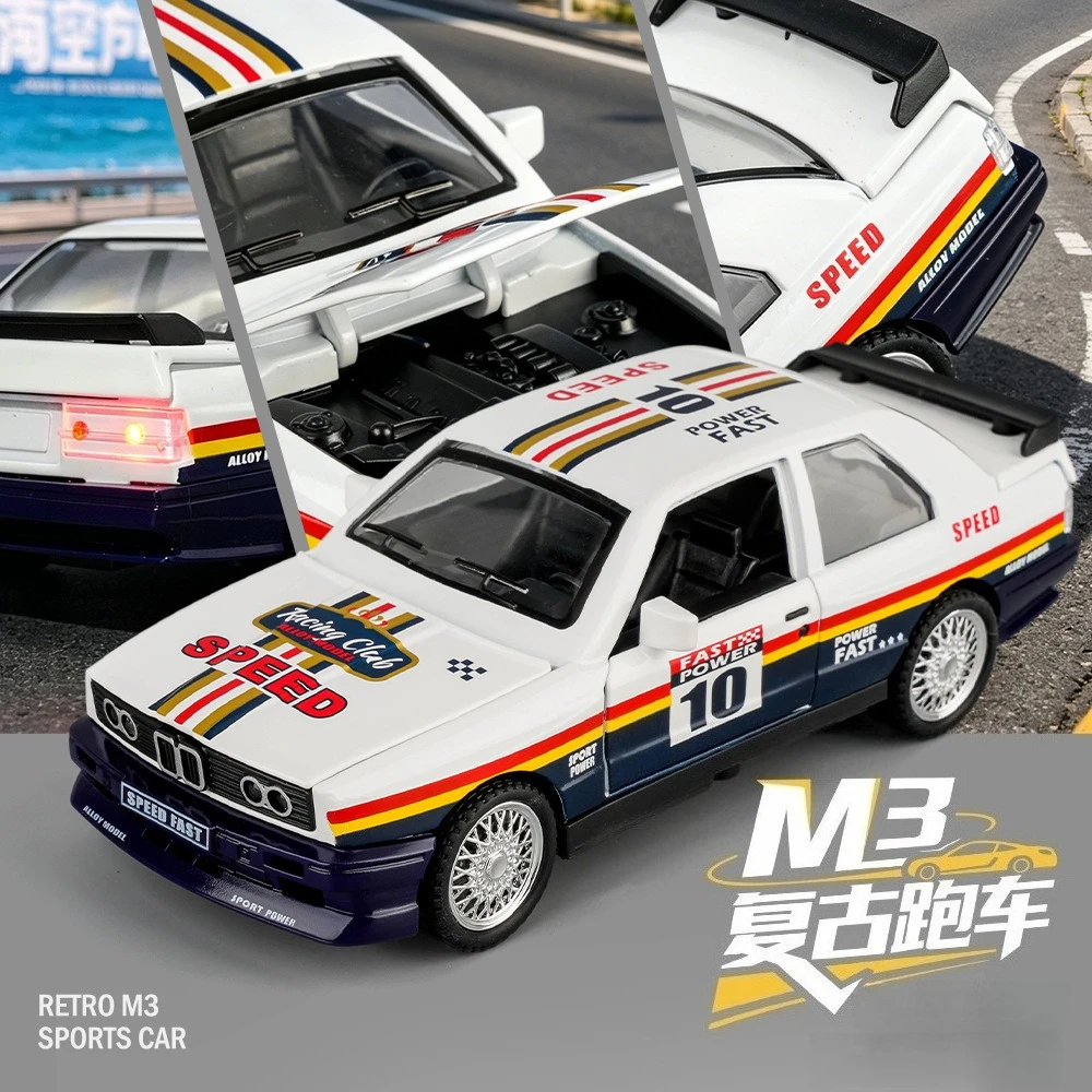 

1:32 M3 Retro Sports Car Racing Taxi Model Sound and Light Toy Gift Diecast Alloy Car Model Collectible