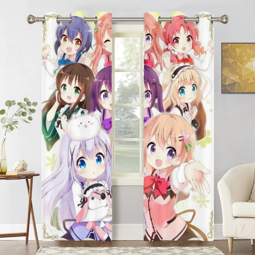 Date a Live Window Curtains  for Living Room Bedrooms 2 pieces Aesthetic Room Decoration