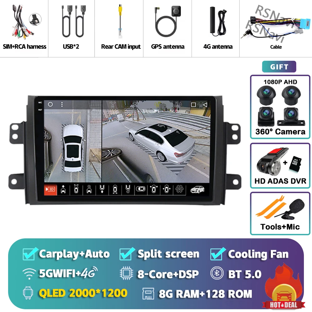 Android 15 Carplay Autoradio Multimedia Voor Suzuki SX4 SX 4 2006-2013 Head Unit BT GPS video DVD DSP Speler Autoradio Stereo