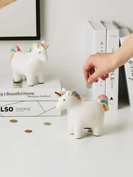 Ins Popular Nordic Desktop Organizer Cartoon Animal Unicorn Money Box Coin Storage Holder Cute Ceramic Piggy Bank For Kids