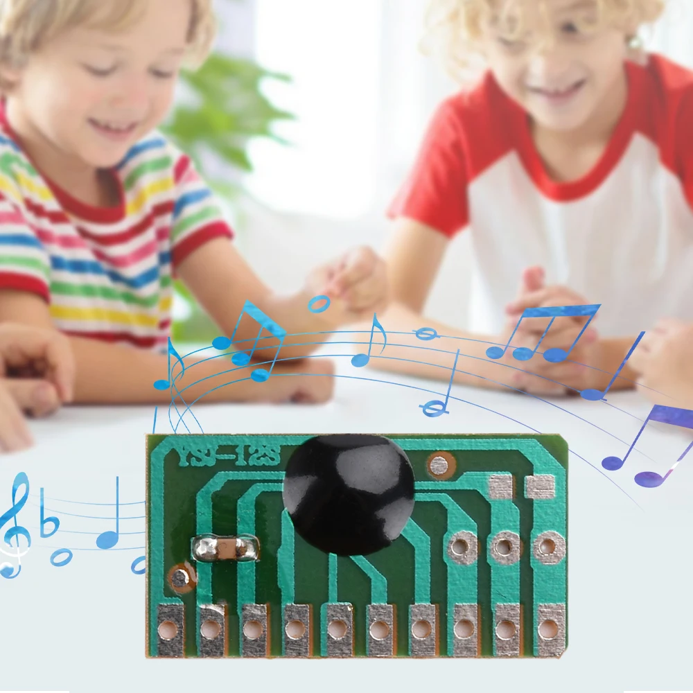 1PCS DC 3-5V 12 children's songs, music module YSJ-12S dual tone 12 English music with LED scintillation module