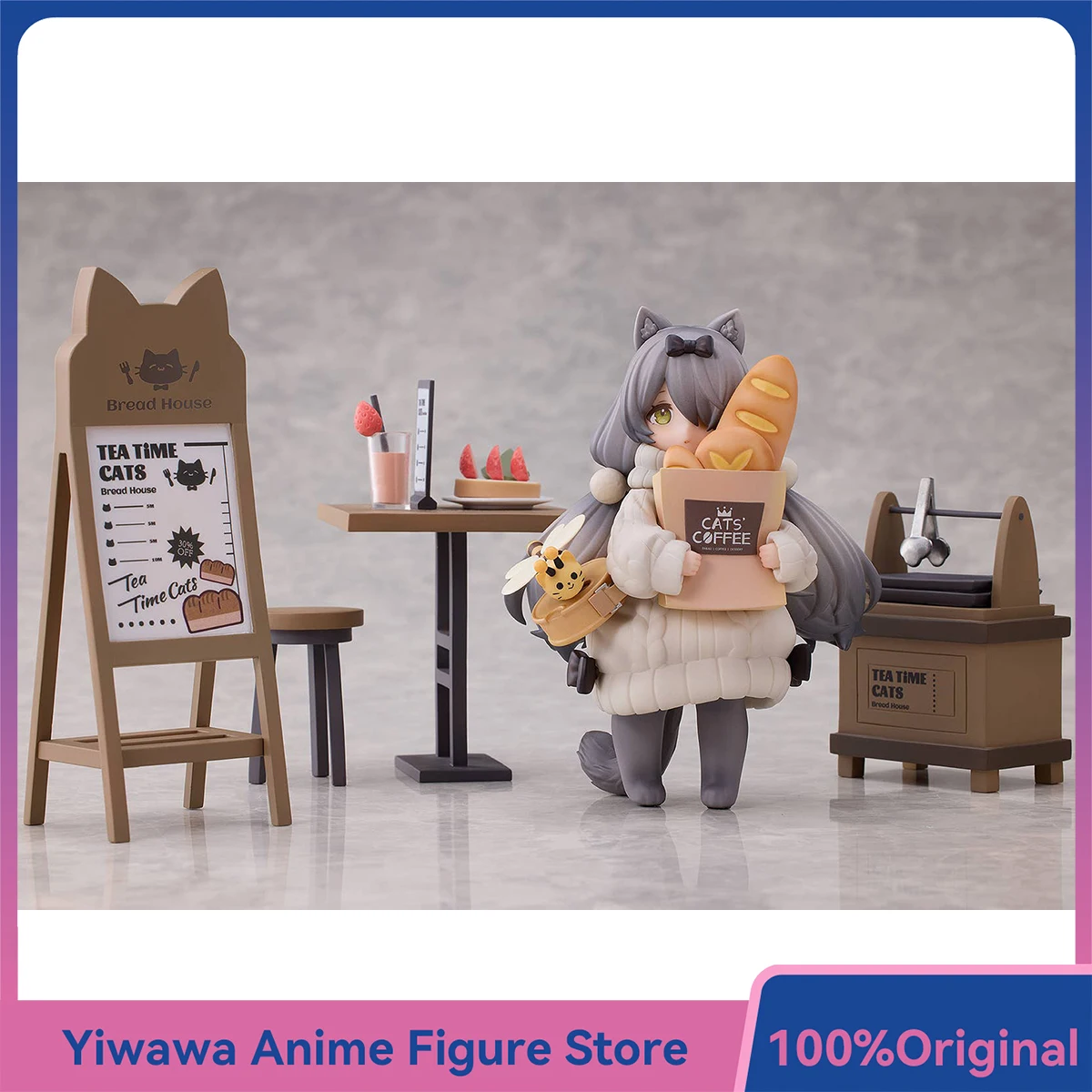 

В наличии оригинальная серия Ribose DLC Tea Time Cats Scene: Meow Town Bakery Customer Nice Kawaii Doll Коллекционная фигурка Модель игрушки