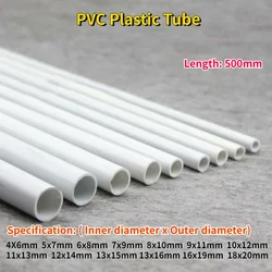 2Pcs Length 500mm White PVC Plastic Tube OD 6~20mm Thin Hard Pipe Small Water Pipe