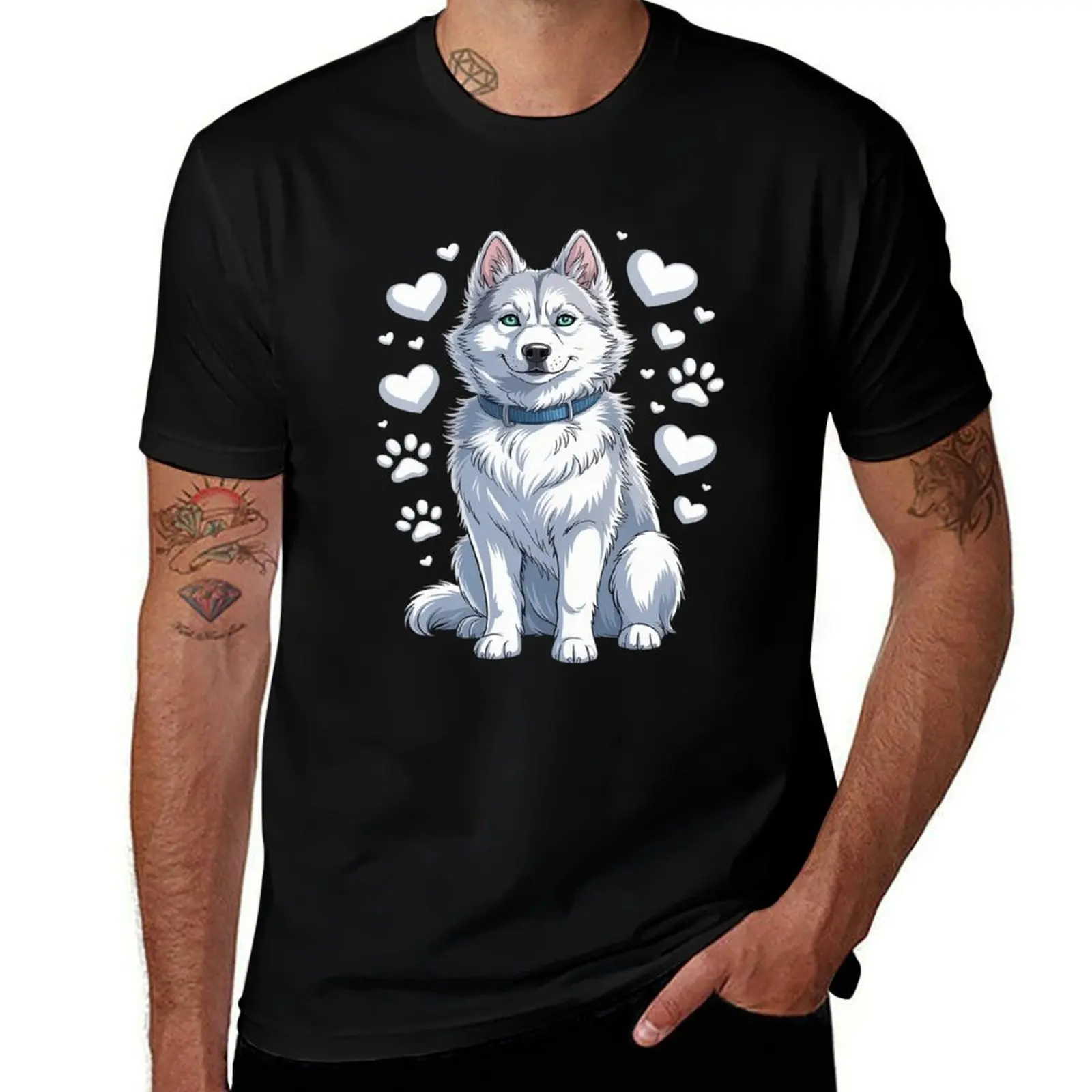 

Cute White Siberian Husky Cool White Snow Dog Mother's Day T-Shirt for a boy custom shirt mens t shirt