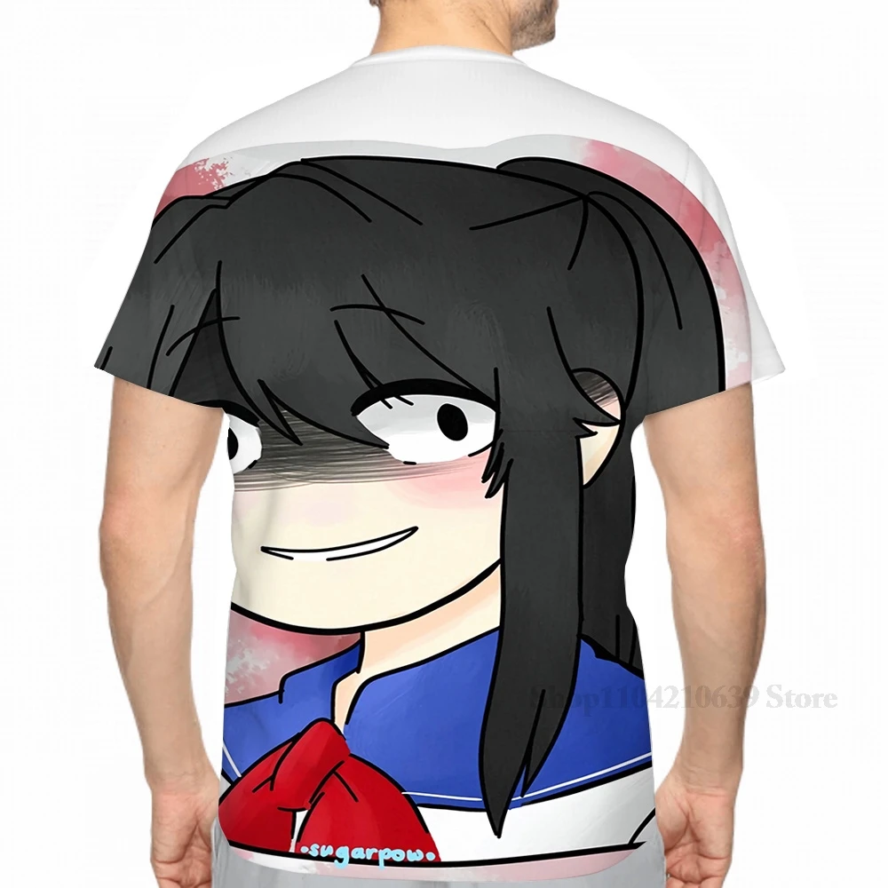 تي شيرت رجالي مطبوع بالكامل من Yandere-chan من Yandere Simulator تي شيرت نسائي أنيق للفتيات تي شيرت للأولاد تي شيرت بأكمام قصيرة #2