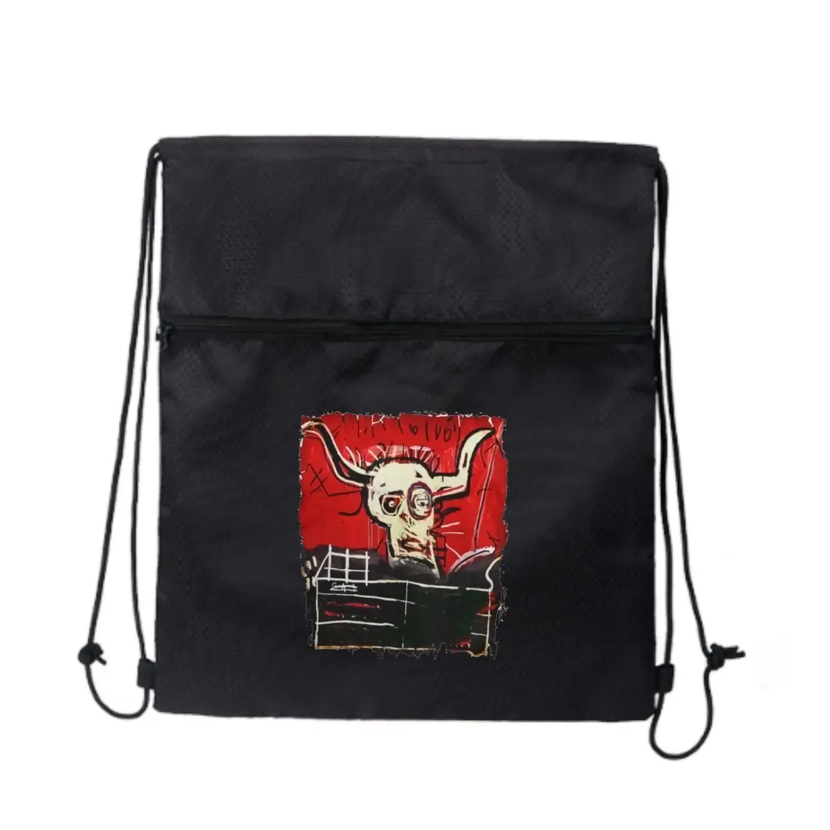 

Абстрактный череп с рогами Art Park Stroll Сумка на молнии на шнурке: вмещает закуски и игрушки