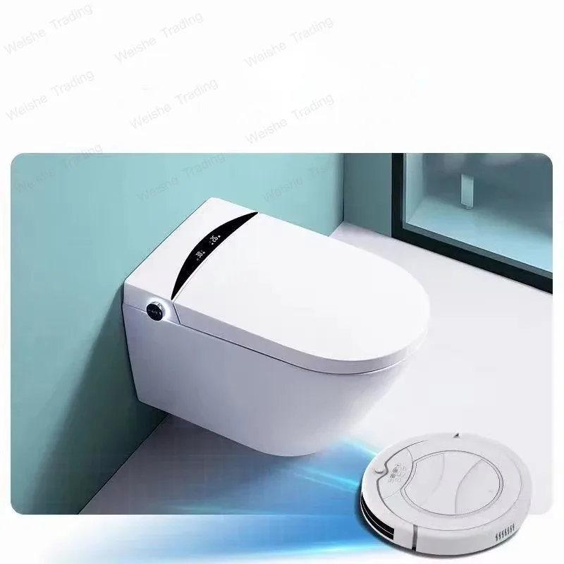 Luxury P-trap Wall Hung Intelligent WC Elongated Remote Controlled Smart Bidet Toilet AT31A