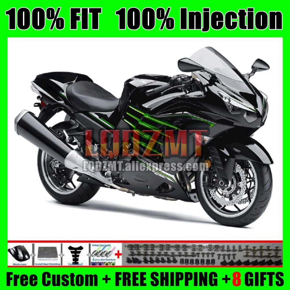 Glossy Black Bodys For KAWASAKI NINJA ZZR 1400 ZZR-1400 12 13 14 15 16 17 72No.0 ZZR1400 2012 2013 2014 2015 2016 2017 Fairing