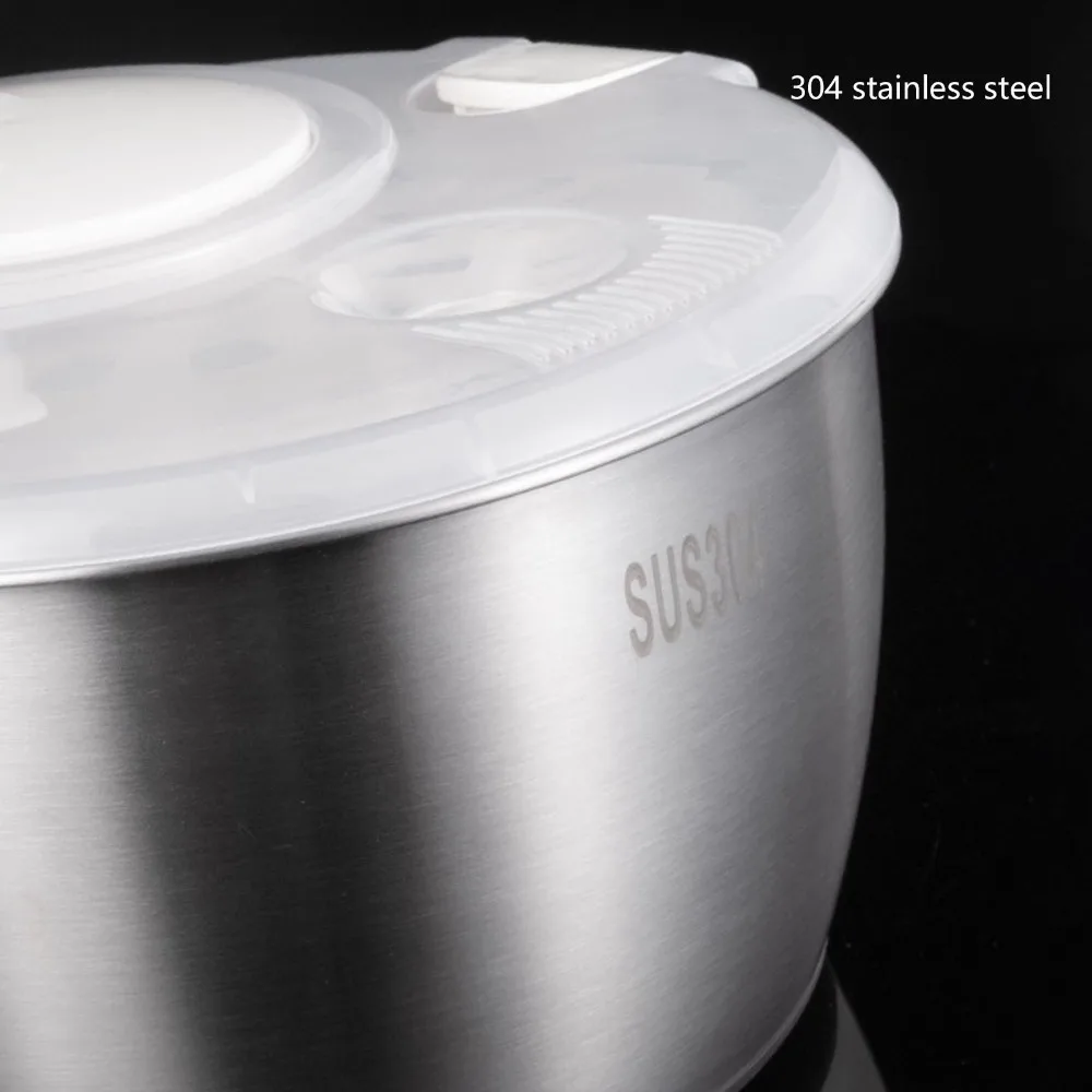 Stainless Steel PP Salad Spinner Silver Multifunctional Fruit Washer Manual Operation Drainage Basket Lettuce Spinner