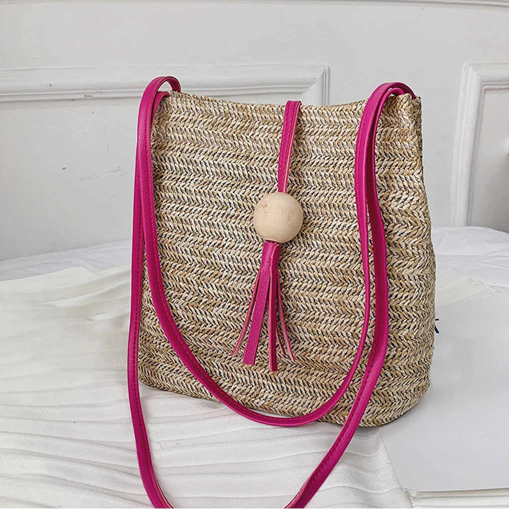 Bolso de hombro de paja para mujer, bolsa de almacenamiento de gran capacidad, informal, a la moda