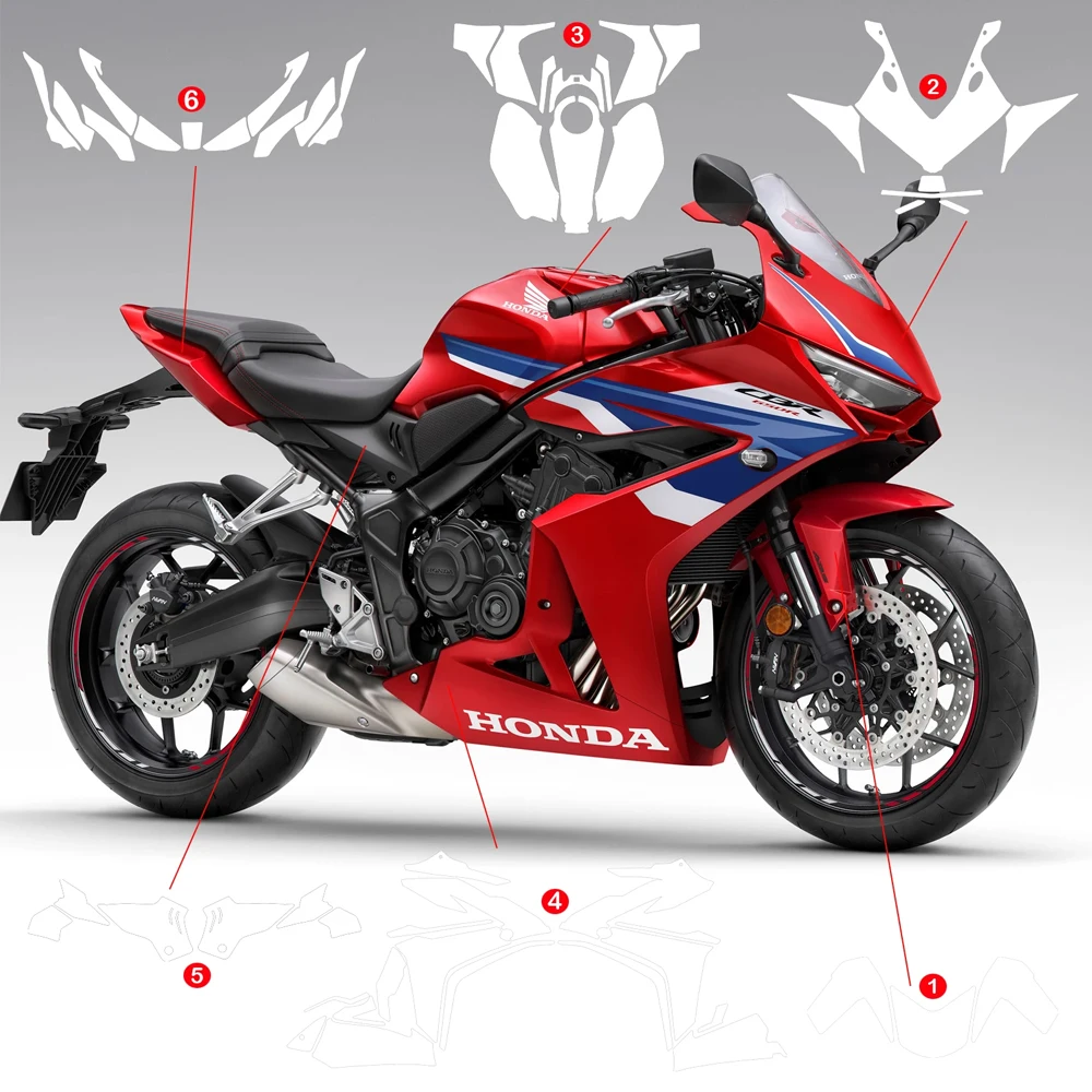 

Защитная пленка из ТПУ для HONDA CBR650R PPF, обтекатель бака, защита от царапин, прозрачная наклейка на корпус CBR 650R 2024-новые аксессуары