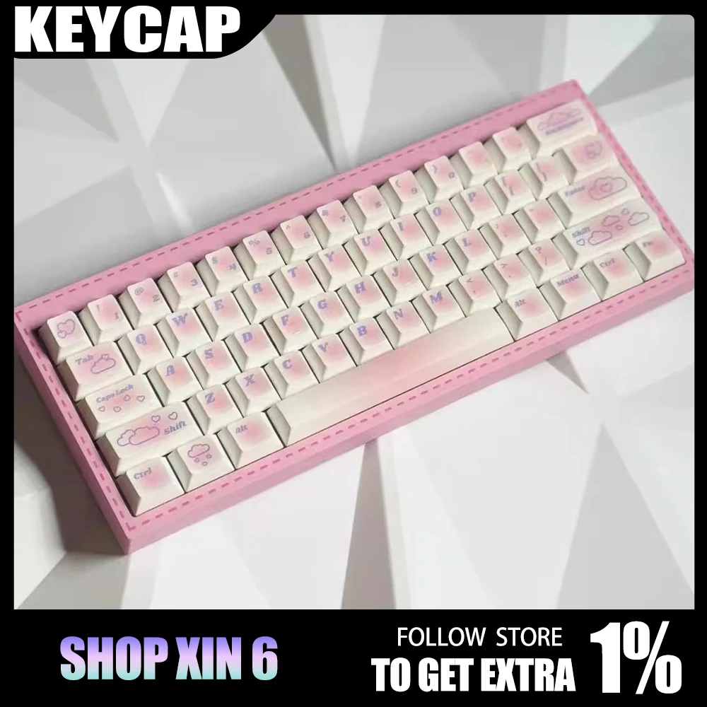 White Pink Original Keycap 140 Keys Pbt Thicker PBT Material Key Cap for Hotswap Customized Mechanical Keyboard Pc Accessories