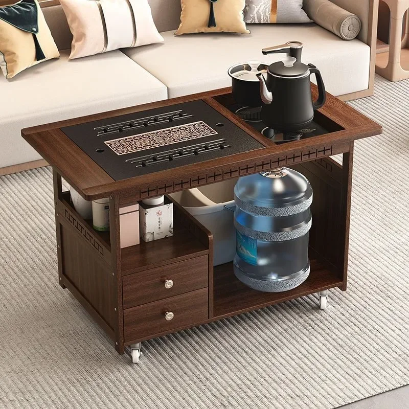 Movable coffee table Tea table Household living room Balcony Side cabinet Kettle integrated tea cart Small apartment drinking