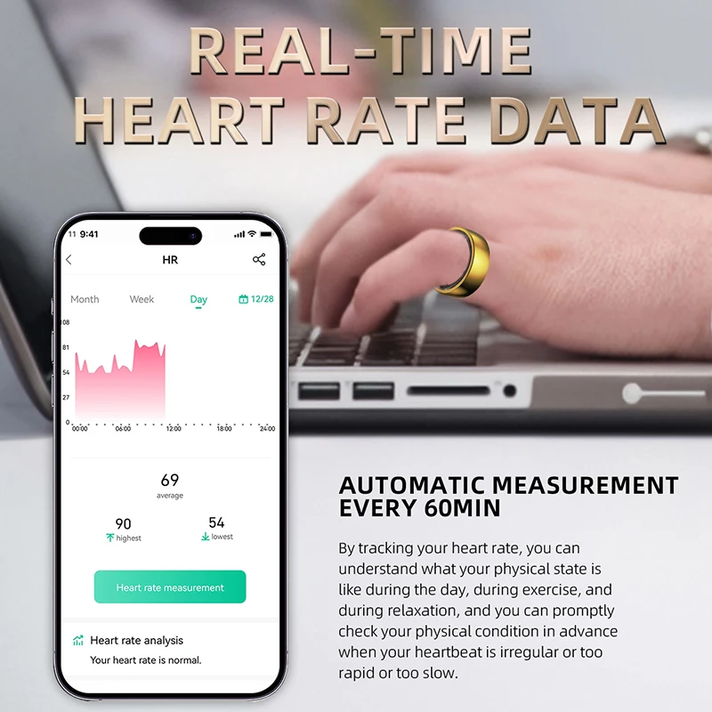 YERSIDA R09M Sport Smart Ring Real Time Heart Rate Blood Oxygen Sleep Monitoring Waterproof IP68 Remote Control Photo For Adult