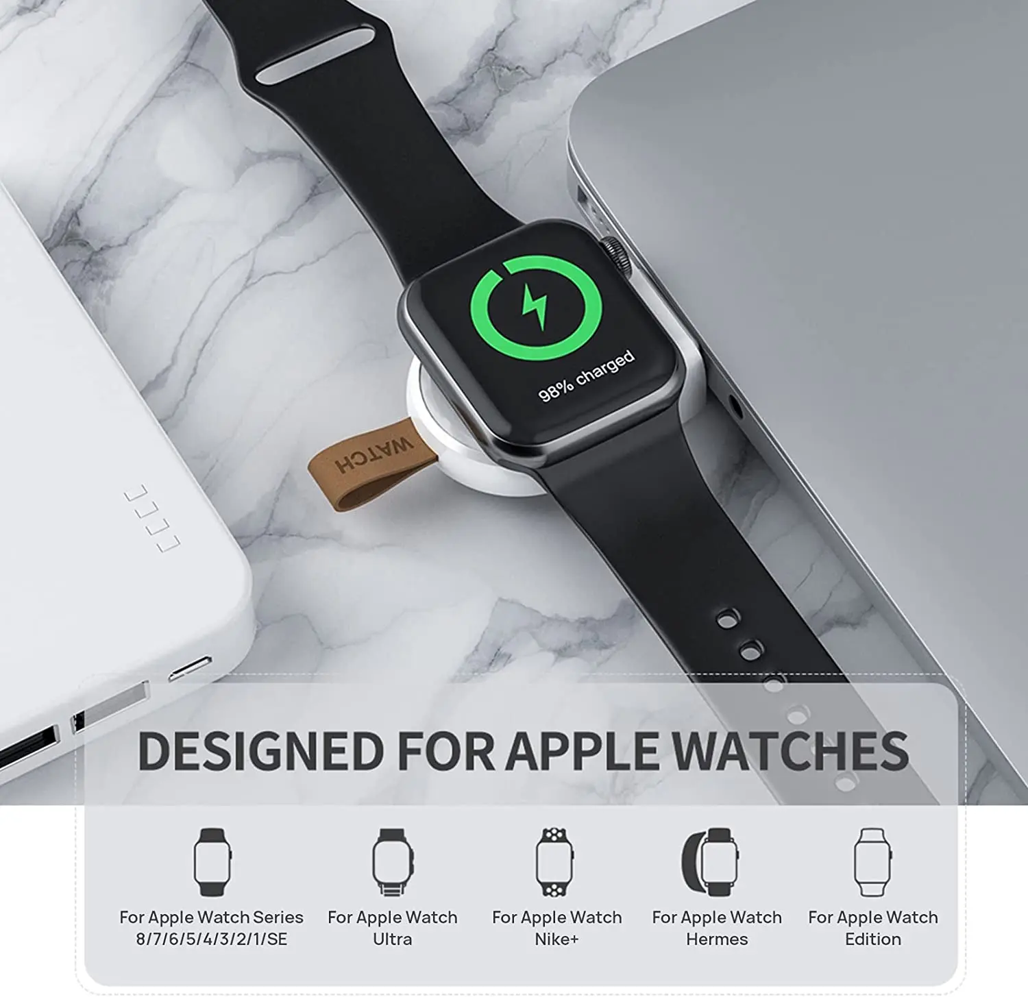 NEWDERY USB Wireless Charger for Apple Watch Ultra2 Series 10 9 8 7 6 5 4 3 2 SE  iWatch Travel Cordless Magnetic Quick Charger