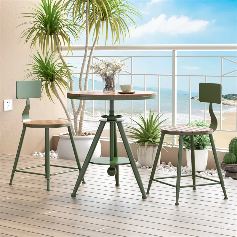 Outdoor milk tea shop leisure dining table and chairs, outdoor waterproof and sunscreen, one table and two chairs combination ba
