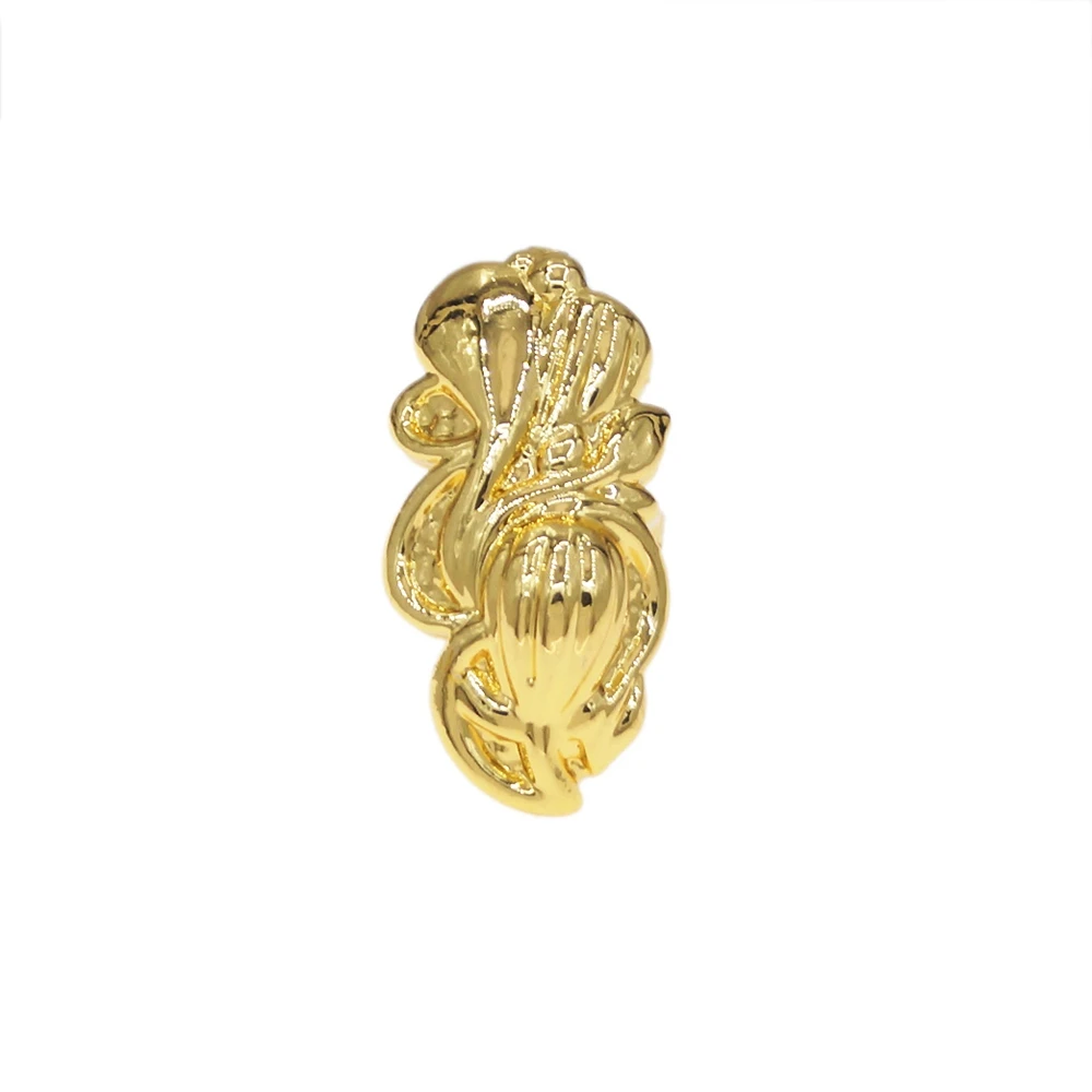 Luxury 3D Sculpted Ribbed Abstract Gold Plated Ring Organic Form Chunky Wide Shank Statement Adjustable Finger Ring