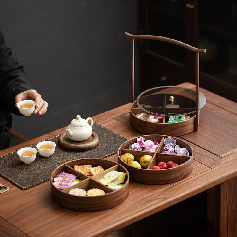 Four-grid dried fruit plate light luxury high-end household living room snack plate housewarming melon seeds nut candy plate