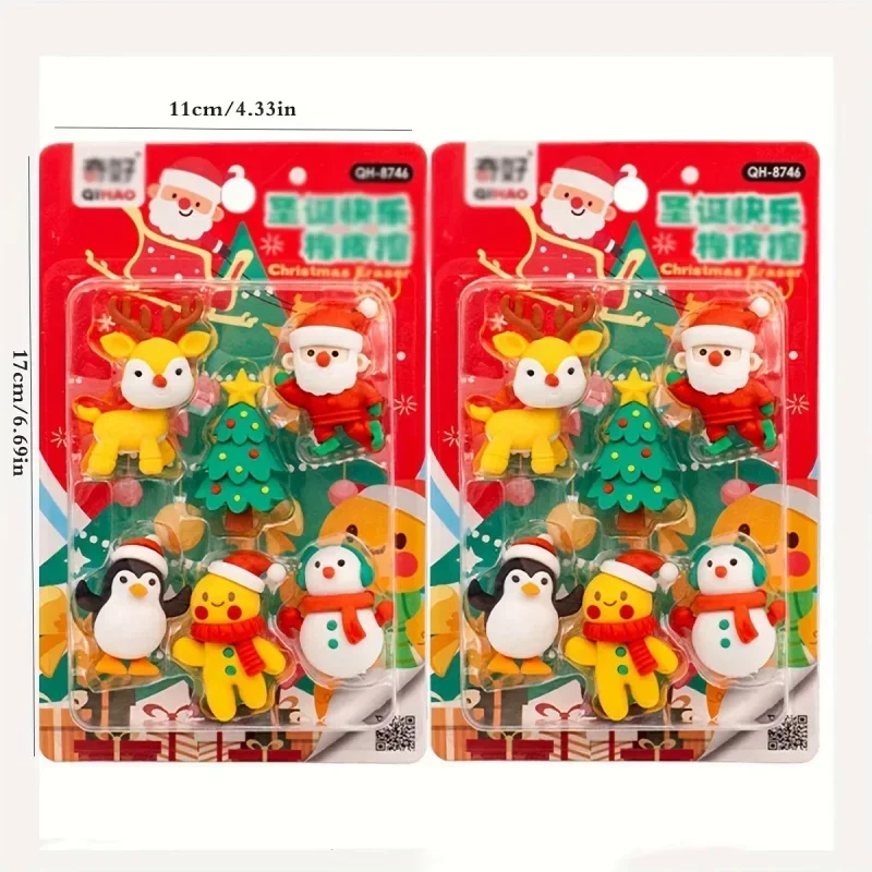 Gomma da cancellare assemblata natalizia simpatica decorazione natalizia di bell'aspetto gomma da cancellare per cartoni animati per studenti della scuola primaria